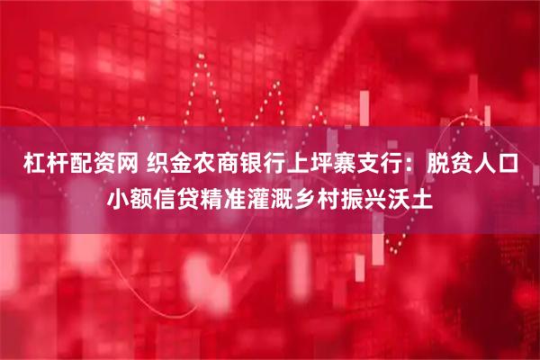 杠杆配资网 织金农商银行上坪寨支行：脱贫人口小额信贷精准灌溉乡村振兴沃土